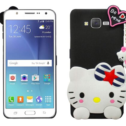 TGK Kitty Mobile Covers, Silicone Back Case Compatible for Samsung Galaxy J7 Cover (2016) Black