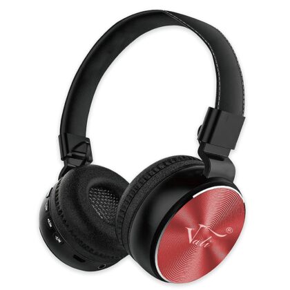 Vali V-555 Bluetooth Wireless On Ear Headphone with Mic, Deep Bass 8+ Hours Playback, 40mm Dynamic Driver, Bluetooth 5.0 Padded Ear Cushions, Foldable (Red)