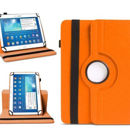 TGK 360 Degree Rotating Universal 3 Camera Hole Leather Stand Case Cover for Samsung Galaxy Tab 3 10.1 inch GT-P5210 GT-P5200 GT-P5220 – Orange