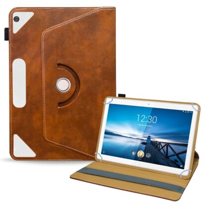 TGK Rotating Leather Flip Case Tablet Stand for Lenovo Tab M10 FHD REL Tablet Cover MODEL TB-X605LC TB-X605FC (Amber-Orange)