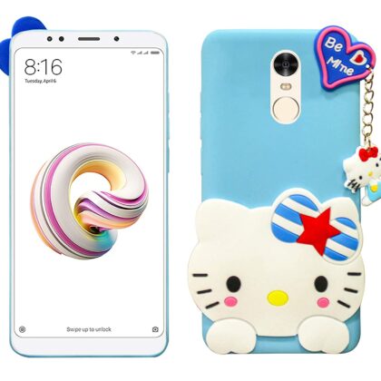 TGK Kitty Mobile Covers, Silicone Back Case Compatible for Redmi Note 5 Cover (Sky Blue)