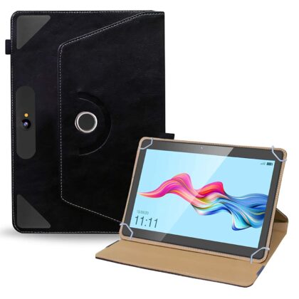TGK Rotating Leather Stand Flip Case for Swipe Slate 2 Tablet Cover 10.1-inch (Black)