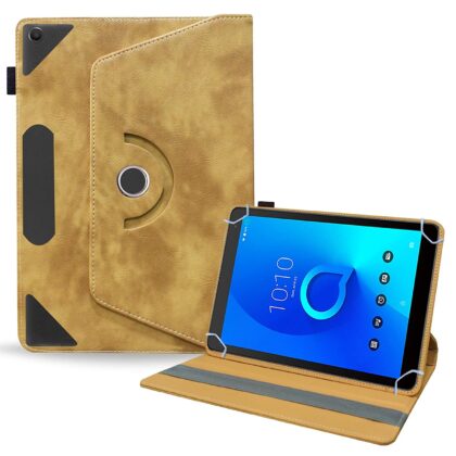 TGK Rotating Leather Tablet Stand Flip Case for Alcatel 1T 10 inch Tablet cover (Desert Brown)