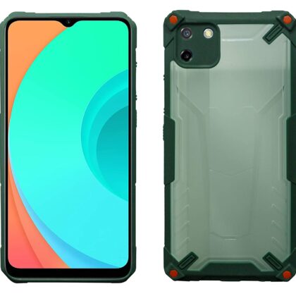 TGK Protective Hybrid Hard Pc with Shock Absorption Bumper Corners Back Case Cover Compatible for Realme C11 (Dark Green)