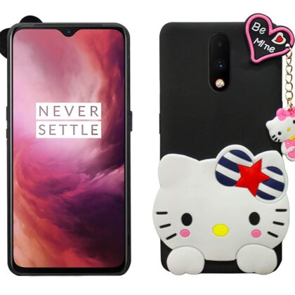 TGK Silicone Back Case Compatible for OnePlus 7 Cover (Black)