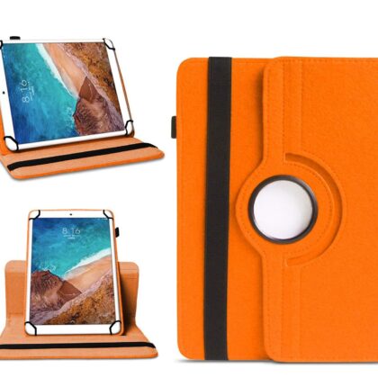 TGK 360 Degree Rotating Universal 3 Camera Hole Leather Stand Case Cover for Xiaomi Mi Pad 4 Plus (10.1 inch) – Orange
