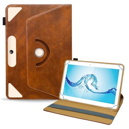 TGK Universal 360 Degree Rotating Leather Rotary Swivel Stand Case Cover for Acer One 10 T8-129L Tablet 10.1 Inch (Amber-Orange)