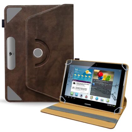 TGK Rotating Leather Stand Flip Case Compatible for Samsung Galaxy Tab 2 10.1 Cover (Dark Brown)