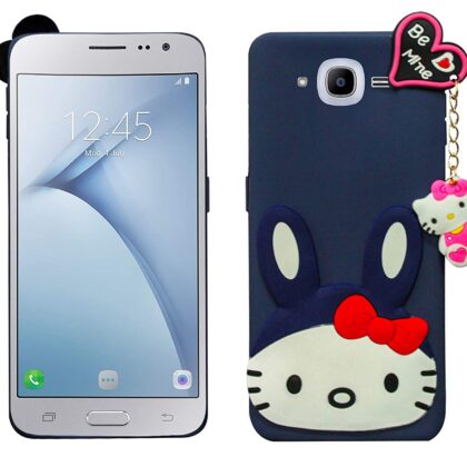 TGK Kitty Mobile Covers, Silicone Back Case Compatible for Samsung Galaxy J2 (2016) / J210F / J2 6 Back Cover (Dark Blue)