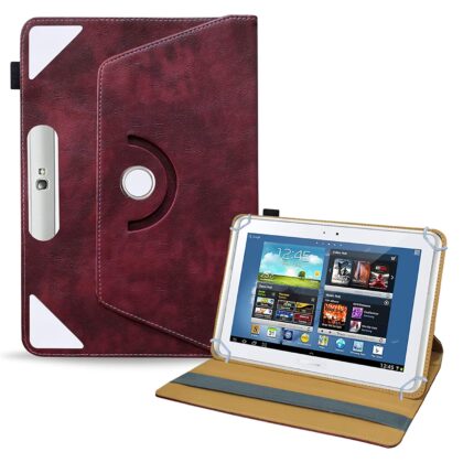 TGK Rotating Tablet Stand Leather Flip Case Compatible for Samsung Galaxy Note 10.1 Cover (2012 Edition) Wine Red