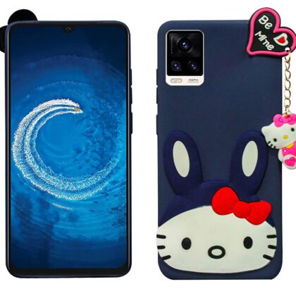 TGK Kitty Mobile Covers, Silicone Back Case Compatible for Vivo V20 Cover (Dark Blue)