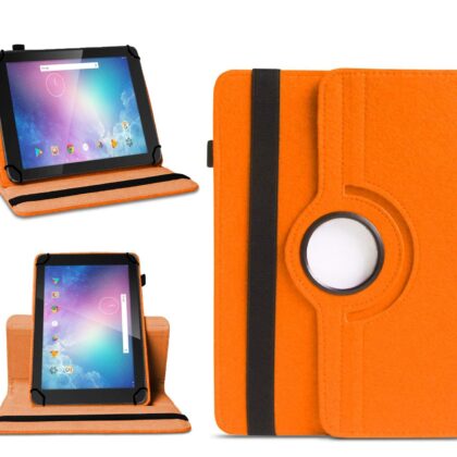 TGK 360 Degree Rotating Universal 3 Camera Hole Leather Stand Case Cover for Lenovo Tab TB2-X30F 10.1 inch – Orange