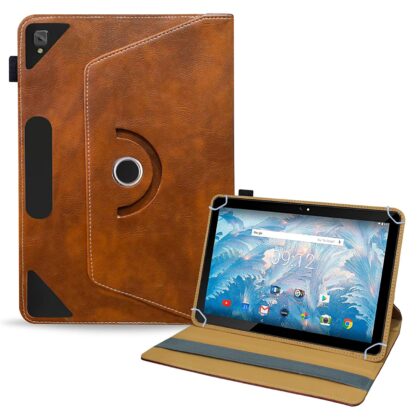 TGK Rotating Leather Stand Flip Case for Acer ONE 10 T4-129L Tablet Cover (Amber-Orange)
