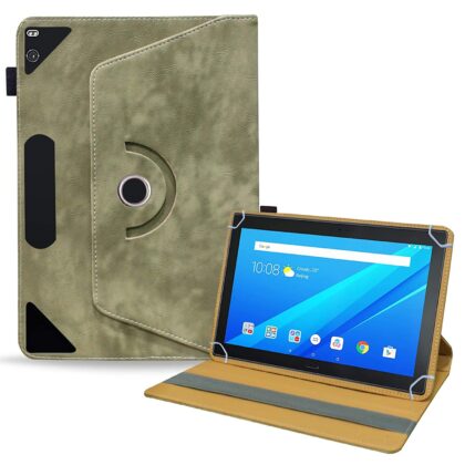 TGK Rotating Leather Flip Stand Case for Lenovo Tab 4 10 Plus Cover 10.1 inch Tablet (Asparagus- Green)