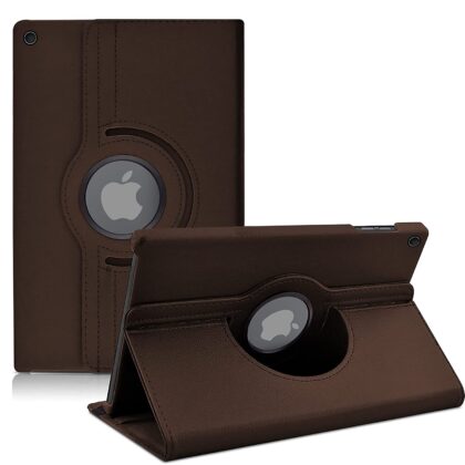 TGK 360 Degree Rotating Leather Smart Rotary Swivel Stand Case Cover for iPad 10.2 Inch 2021 9th Generation (Brown)
