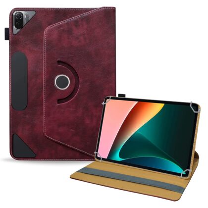 TGK Universal 360 Degree Rotating Leather Rotary Swivel Stand Case Cover for Xiaomi Mi Pad 5 11″ inch Tablet (WineRed)