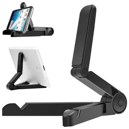 TGK 7″- 10 Inch Portable Tablet Stand Mobile Holder, iPad Stand, Universal Desktop Stand, Fully Foldable, Adjustable Angle, Anti-Slip Pads (Black)