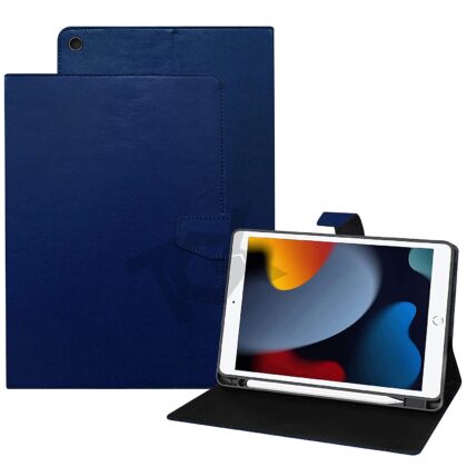 TGK Multi Protective Leather Case with Viewing Stand Flip Cover for iPad 10.2 Cover 2021/2020/2019 (iPad 9th Generation / 8th Gen / 7th Gen) Model with Pencil Holder (Blue)