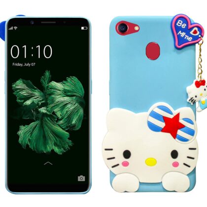 TGK Kitty Mobile Cover, Silicone Back Case Compatible for OPPO F5 Cover (Sky Blue)