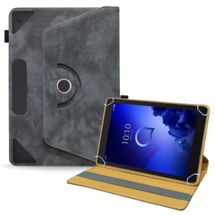 TGK Rotating Leather Stand Flip Case for Alcatel 3T 10 Tablet Cover (2019 Released) Stone-Grey