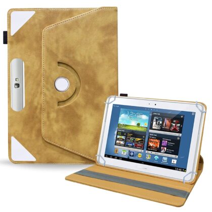 TGK Rotating Tablet Stand Leather Flip Case Compatible for Samsung Galaxy Note 10.1 Cover (2012 Edition) Desert Brown