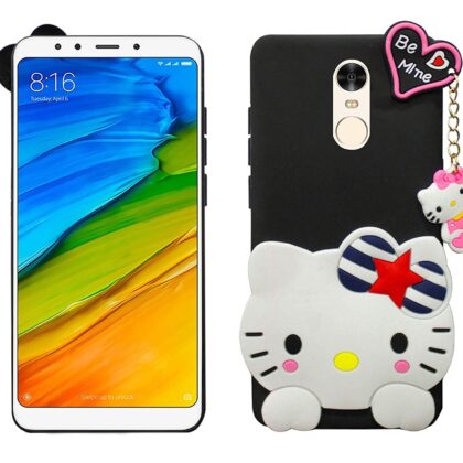 TGK Kitty Mobile Covers, Silicone Back Case Compatible for Redmi 5 Cover (Black)