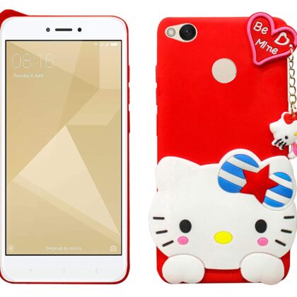 TGK Kitty Mobile Covers, Silicone Back Case Compatible for Xiaomi Redmi 4 / 4X Cover (Red)