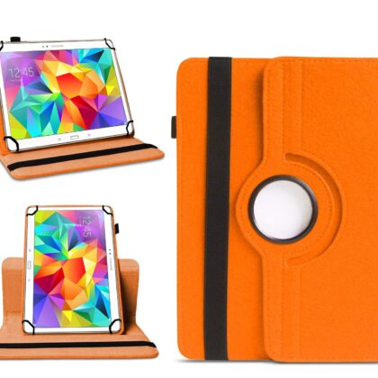 TGK 360 Degree Rotating Universal 3 Camera Hole Leather Stand Case Cover for Samsung Galaxy Tab S 10.5 inch T800, T805, T801 – Orange