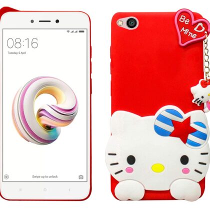 TGK Kitty Mobile Covers, Silicone Back Case Compatible for Xiaomi Mi Redmi 5A Cover (Red)