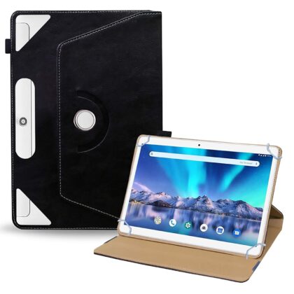 TGK Rotating Leather Stand Flip Case Compatible for Lava Magnum XL Tablet Cover 10.1 inch (Black)