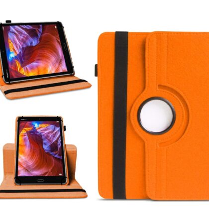 TGK 360 Degree Rotating Universal 3 Camera Hole Leather Stand Case Cover for Huawei MediaPad M5 Tablet 8.4 Inch-Orange