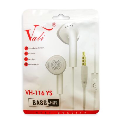 Vali VH-116YS in Ear Wired Earphones with Mic (White)