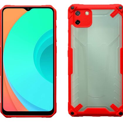 TGK Protective Hybrid Hard Pc with Shock Absorption Bumper Corners Back Case Cover Compatible for Realme C11 (Red)