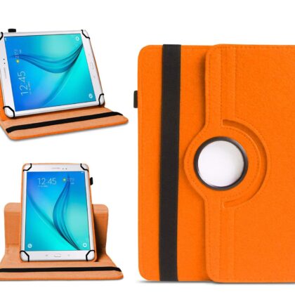 TGK 360 Degree Rotating Universal 3 Camera Hole Leather Stand Case Cover for Samsung Galaxy Tab A 9.7 inch SM-T550, T551, T555 – Orange
