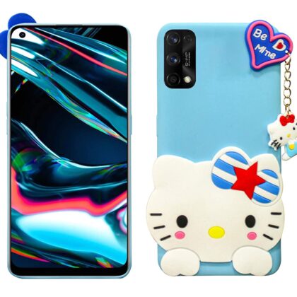 TGK Kitty Mobile Covers, Silicone Back Case Compatible for Realme 7 Pro Cover (Sky Blue)