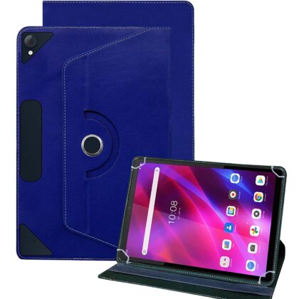 TGK Universal 360 Degree Rotating Leather Rotary Swivel Stand Case for Lenovo Tab K10 Cover FHD 10.3 inch Tablet (Dark Blue)