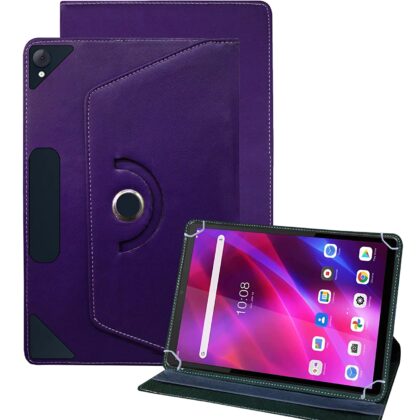 TGK Universal 360 Degree Rotating Leather Rotary Swivel Stand Case for Lenovo Tab K10 Cover FHD 10.3 inch Tablet (Purple)