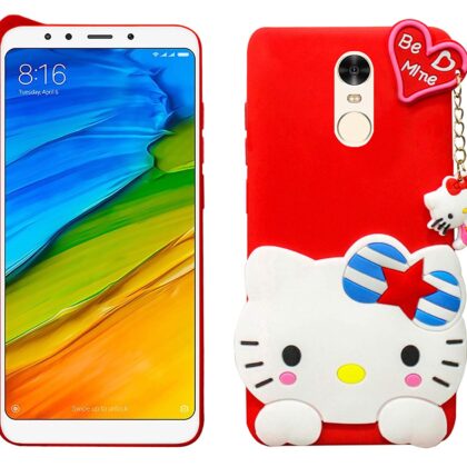 TGK Kitty Mobile Covers, Silicone Back Case Compatible for Redmi 5 Cover (Red)