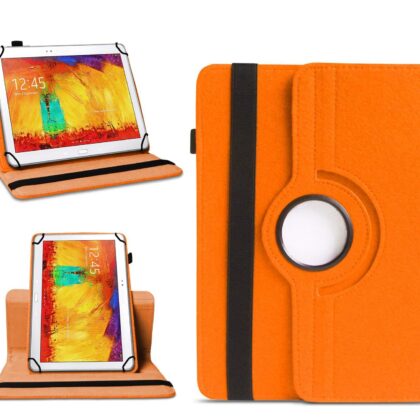 TGK 360 Degree Rotating Universal 3 Camera Hole Leather Stand Case Cover for Samsung Galaxy Note 10.1 Edtion 2014 Sm-P6000 Sm-P6010 Sm-P6050 Sm-P600 Sm-P601 Sm-P605-Orange
