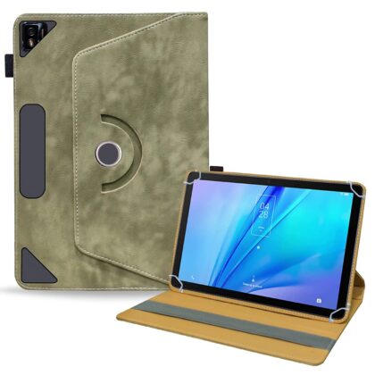 TGK Rotating Leather Flip Case with Viewing Stand Cover for TCL Tab 10s 10.1 inches Tablet (Asparagus- Green)