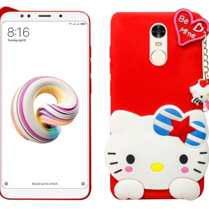 TGK Kitty Mobile Covers, Silicone Back Case Compatible for Redmi Note 5 Cover (Red)