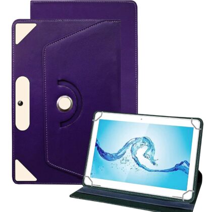 TGK Universal 360 Degree Rotating Leather Rotary Swivel Stand Case Cover for Acer One 10 T8-129L Tablet 10.1 Inch (Purple)