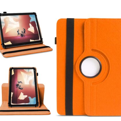 TGK 360 Degree Rotating Universal 3 Camera Hole Leather Stand Case Cover for Huawei MediaPad M5 Lite 10-Inch Tablet 2018 Release – Orange