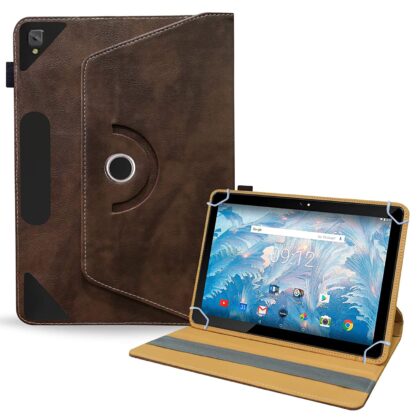 TGK Rotating Leather Stand Flip Case for Acer ONE 10 T4-129L Tablet Cover (Dark Brown)