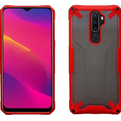 TGK Protective Hybrid Hard Pc with Shock Absorption Bumper Corners Back Case Cover Compatible for OPPO A5 2020 (Red)