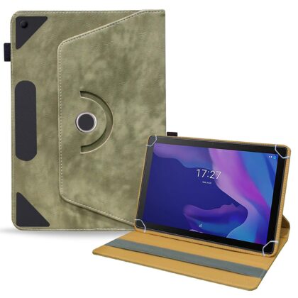 TGK Rotating Leather Stand Flip Case for Alcatel 3T 10 Tablet Cover (2020 Released) Asparagus- Green