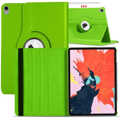 TGK 360 Degree Rotating Leather Auto Sleep Wake Function Smart Case Cover for iPad Pro 12.9 inch 3rd Gen 2018 Model A1876 A2014 A1895 A1983 (Green)