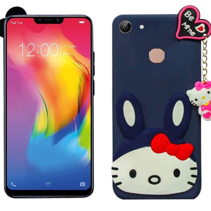 TGK Kitty Mobile Covers, Silicone Back Case Compatible for ViVO Y83 Cover (Dark Blue)