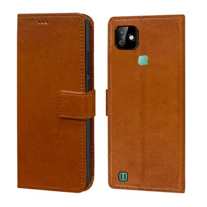 TGK 360 Degree Protection | Protective Design Leather Wallet Flip Cover with Card Holder | Photo Frame | Inner TPU Back Case Compatible for Infinix Smart HD 2021 (Brown)