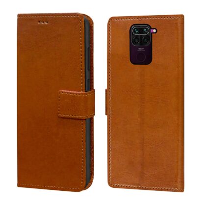 TGK 360 Degree Protection | Protective Design Leather Wallet Flip Cover with Card Holder | Photo Frame | Inner TPU Back Case Compatible for Redmi Note 9 (Brown)